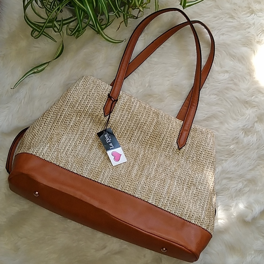🆕 La Diva natural straw large tote bag💗